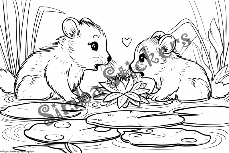 Colouring pages, bundle of beavers, 50 images