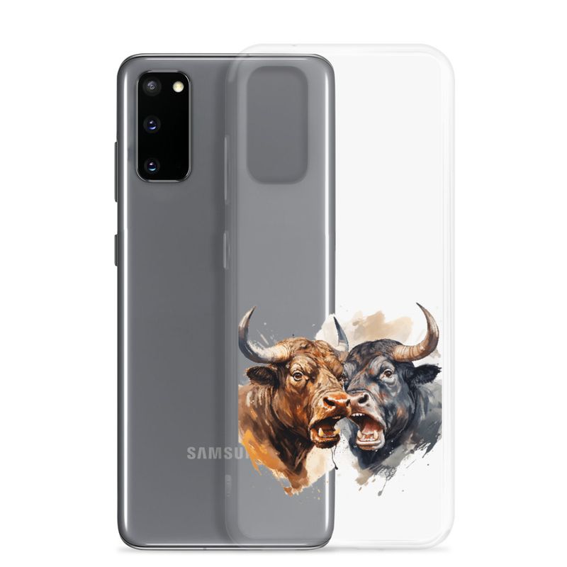 Clear Case for Samsung, Bulls facing up to each other, watercolour, dx5eff