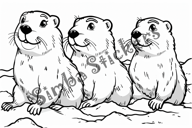 Colouring pages, bundle of groundhogs, 50 images 2