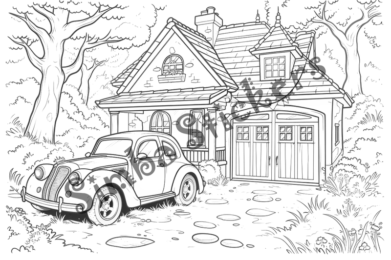 Colouring pages, bundle of houses, 25 images 2