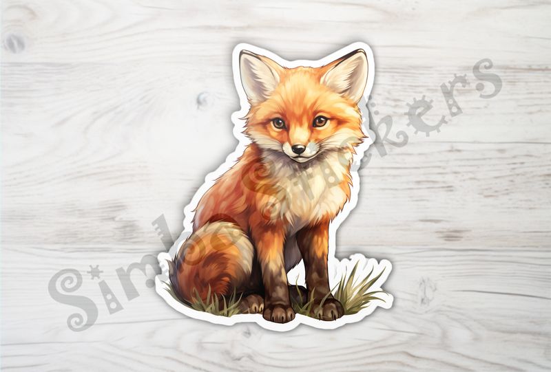 Baby red fox sitting up looking innocent