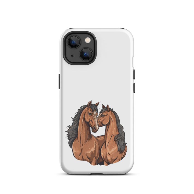 Tough Case for iPhone, Two brown horses snuggling, tdwcyd