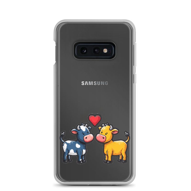 Clear Case for Samsung, Cattle, bull and cow in love, colourful , heart in picture, fvta2y