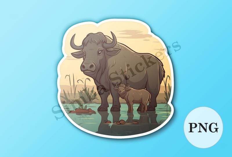 Buffalo mother with calf