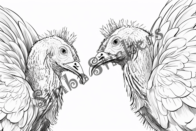 Colouring pages, bundle of turkeys in love, 25 images