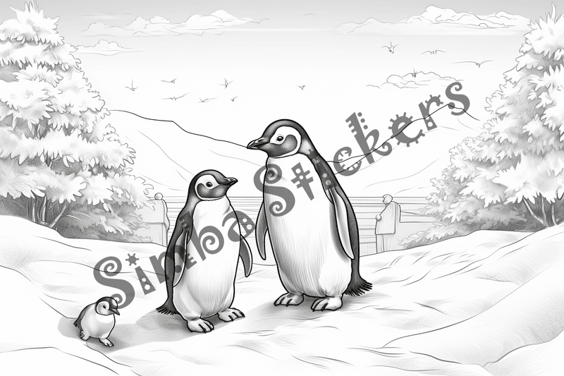 Colouring pages, bundle of penguins, 25 images