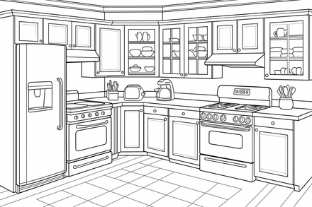 Colouring pages, bundle of house kitchens, 25 images 2
