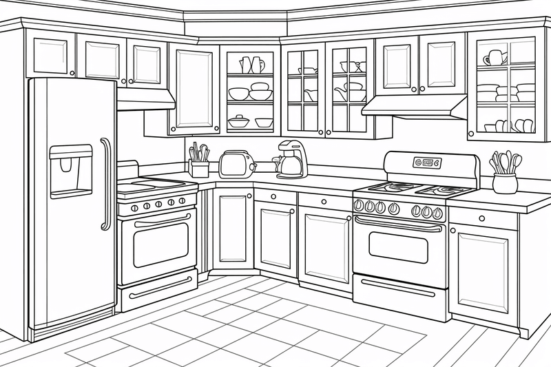 Colouring pages, bundle of house kitchens, 25 images 2