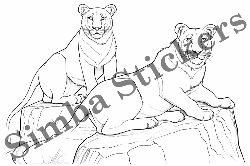 Colouring pages, Bundle of lions, 25 images