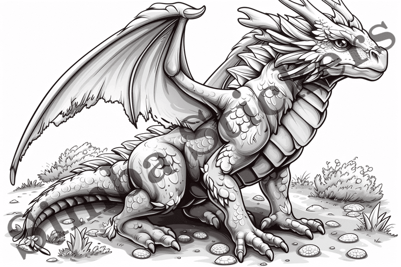 Colouring pages, bundle of dragons, 10 images
