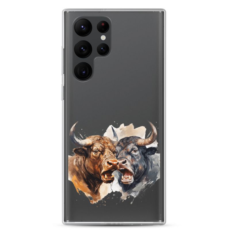 Clear Case for Samsung, Bulls facing up to each other, watercolour, dx5eff