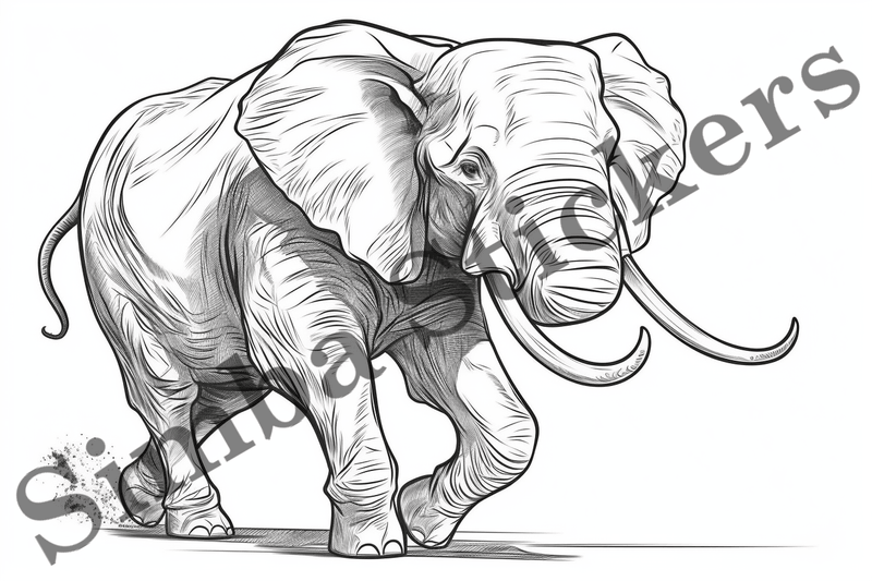 Colouring pages, Bundle of elephants, 25 images