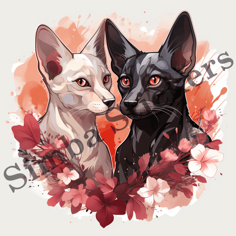 Oriental Shorthair cats in love, image set, 10 images