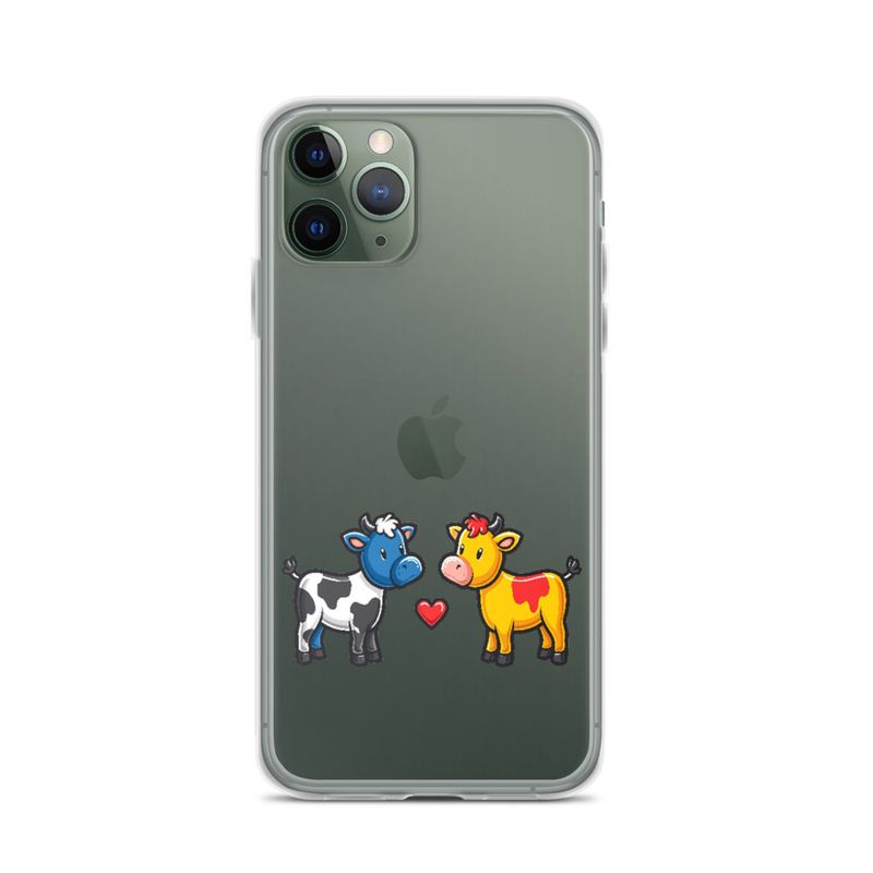 Clear Case for iPhone, Cattle, bull and cow in love, both colourful, zbyzzs