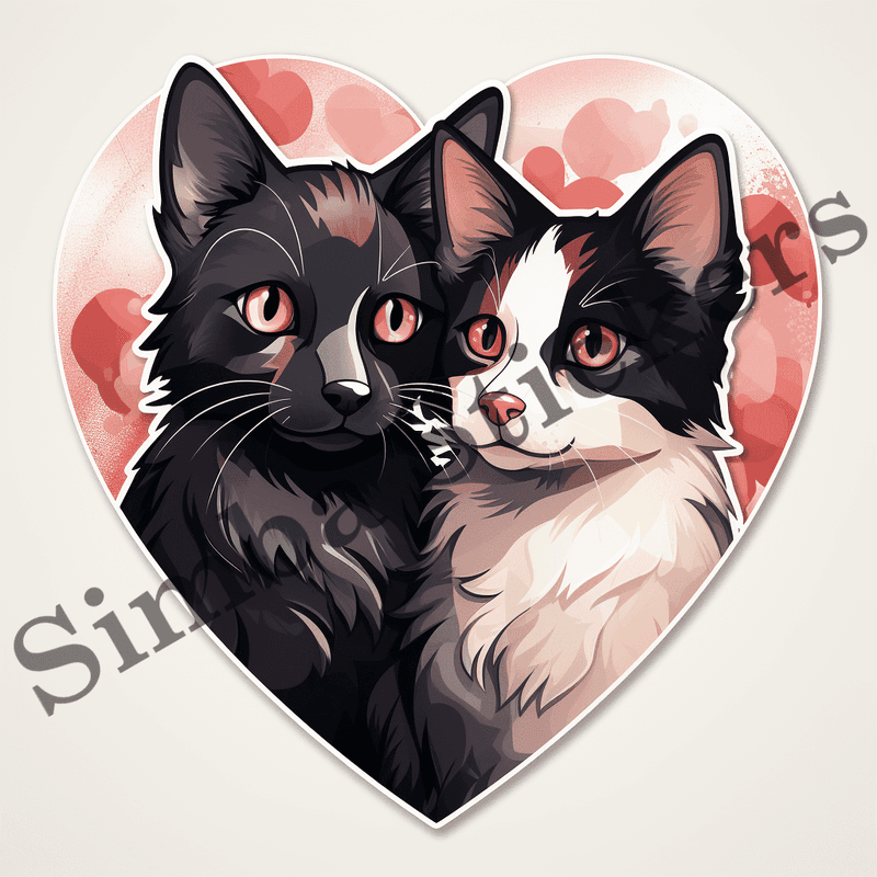 Japanese Bobtail cats in love, image set, 10 images