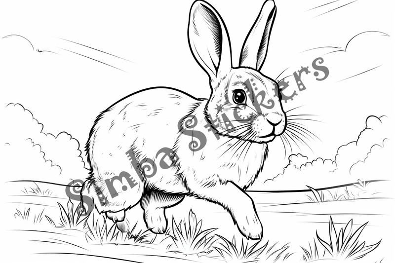 Colouring pages, bundle of rabbits, 25 images