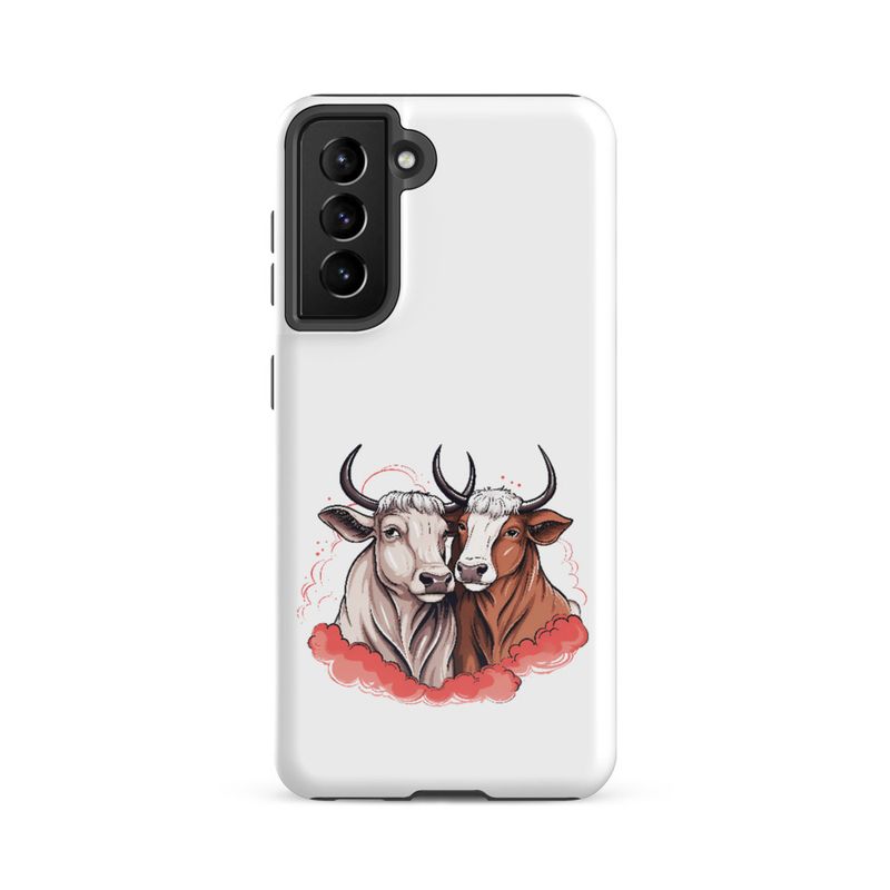 Tough Case for Samsung, Bull and cow, romantic, reddish clouds, qoucds