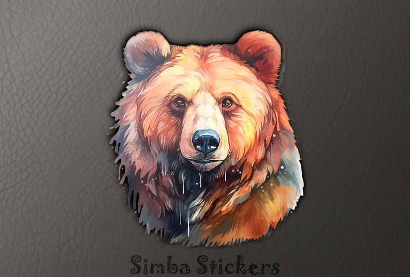 Bear staring, warm watercolour, e8xlk4