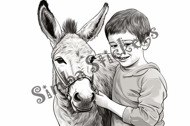 Colouring pages, bundle of mules, 25 images