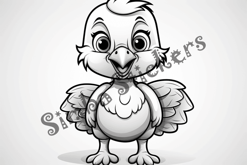 Colouring pages, bundle of individual turkey poults, 10 images