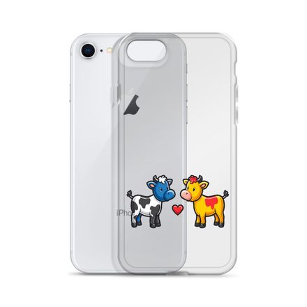 Clear Case for iPhone, Cattle, bull and cow in love, both colourful, zbyzzs