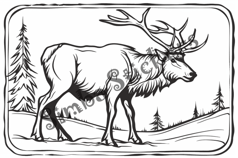 Colouring pages, bundle of elks, 10 images