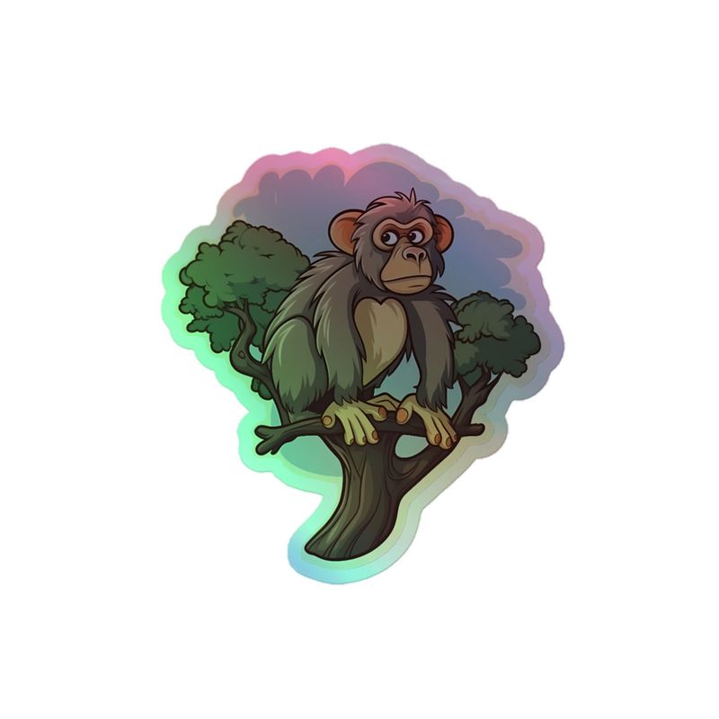 Kiss-Cut Holographic Stickers, Baboon on branch in a tree 