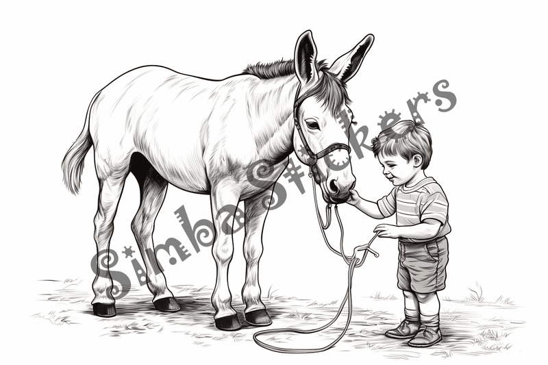 Colouring pages, bundle of mules, 25 images