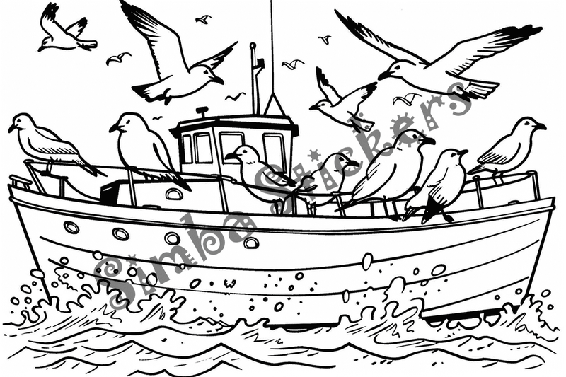 Colouring pages, bundle of seagulls 3, 25 images