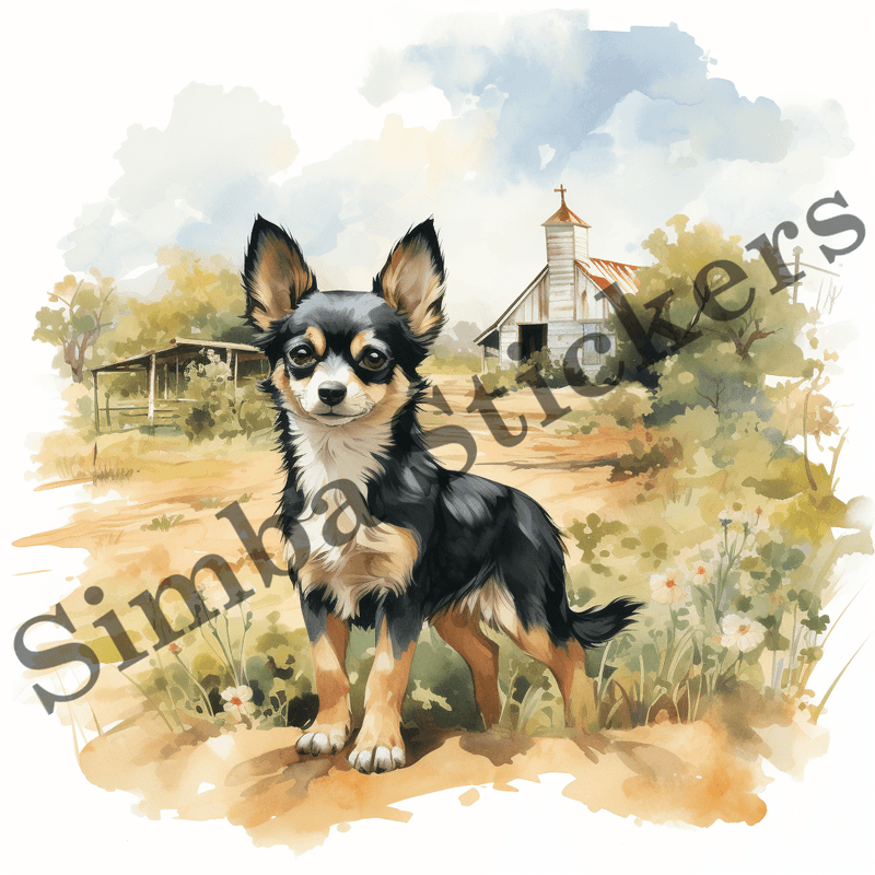 Chihuahua dogs, watercolour, image set, 10 images