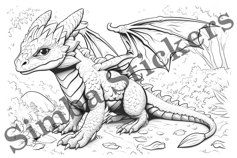Colouring pages, bundle of dragons, 25 images