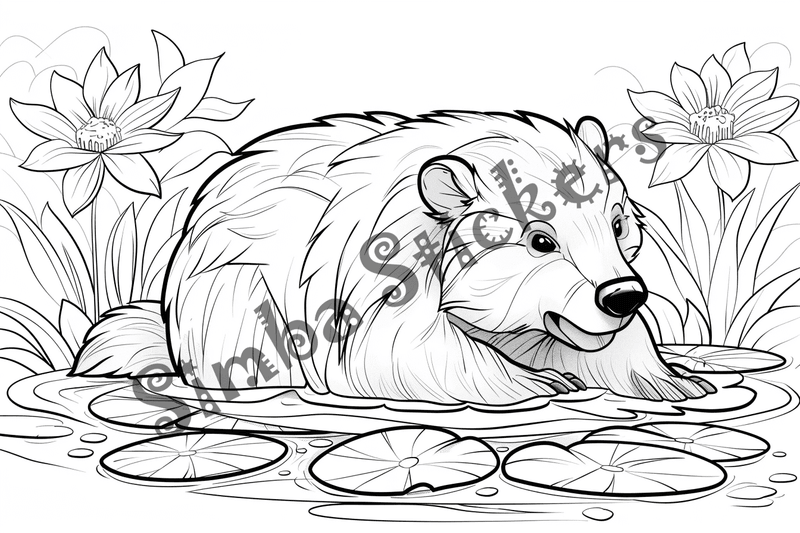 Colouring pages, bundle of beavers, 50 images