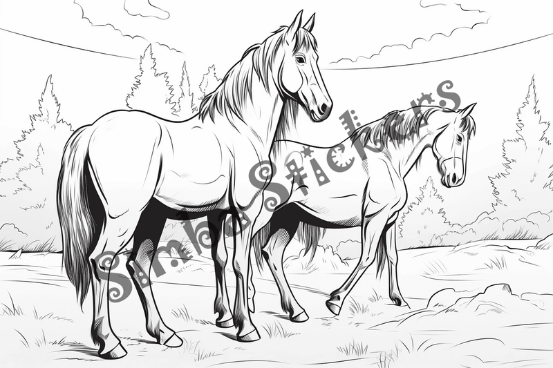 Colouring pages, bundle of mules, 25 images