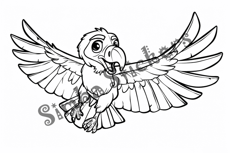 Colouring pages, bundle of singular vultures, 10 images, 9yidlp