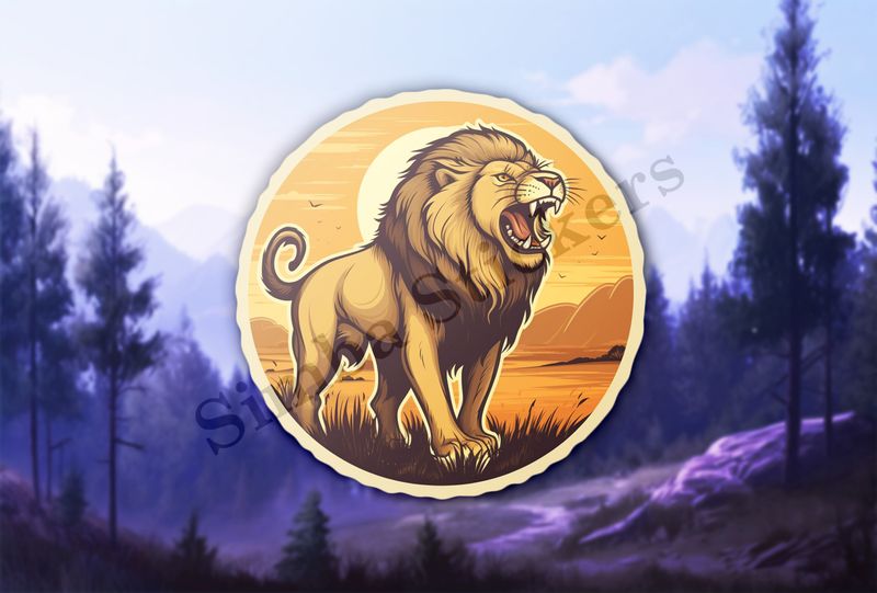 Male lion in the Savanna at sunrise