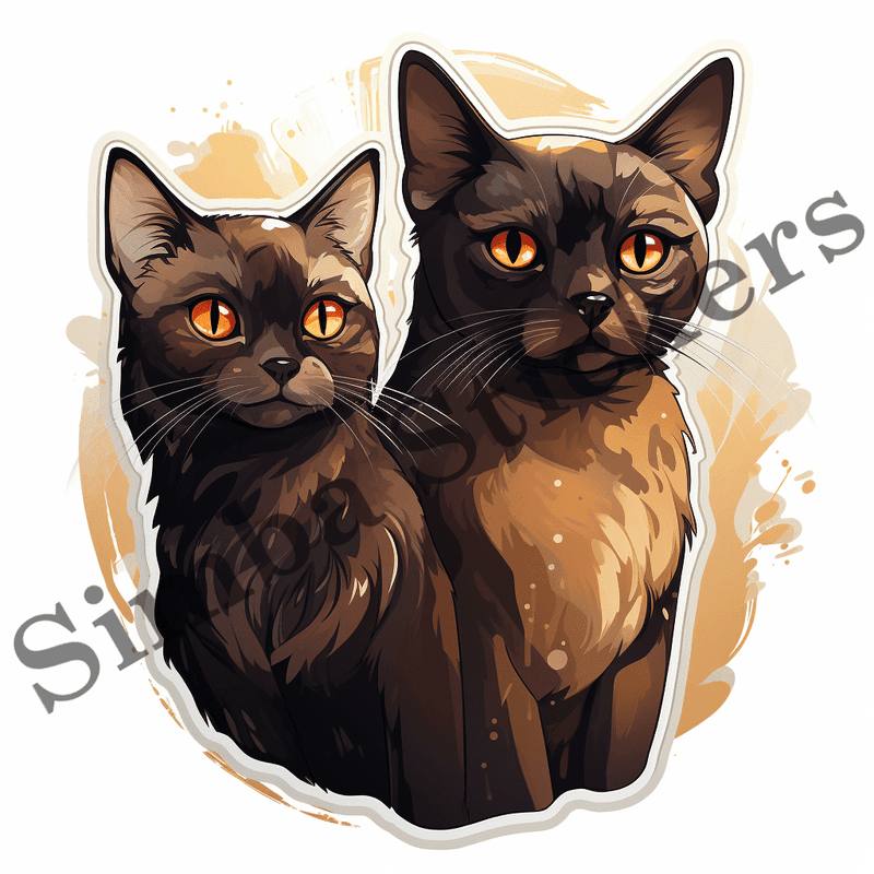 Burmese cats in love, image set, 10 images