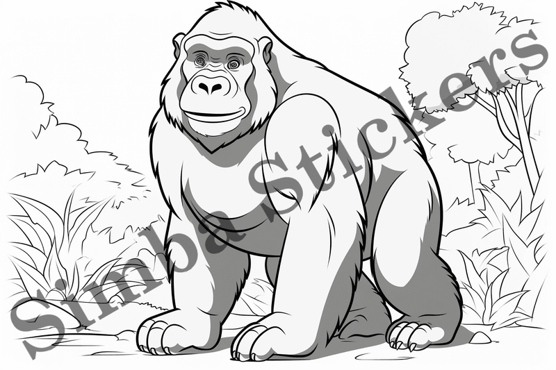 Colouring pages, bundle of gorillas, 25 images