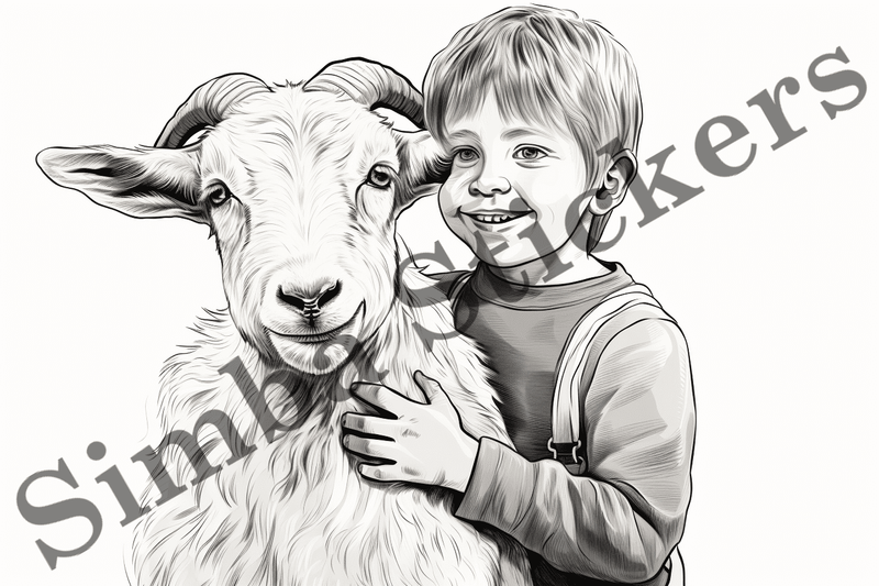 Colouring pages, Bundle of goats, 10 images