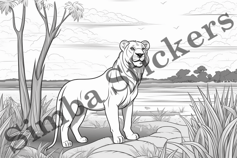 Colouring pages, Bundle of lions, 10 images