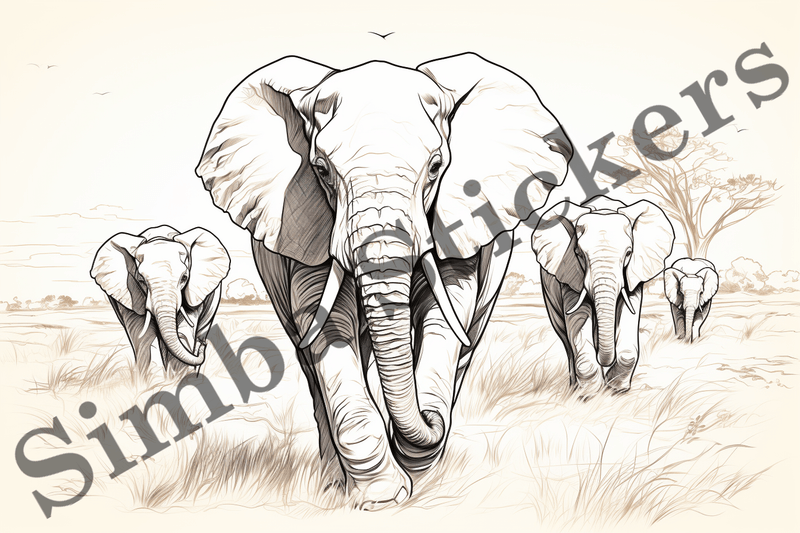 Colouring pages, Bundle of elephants, 25 images