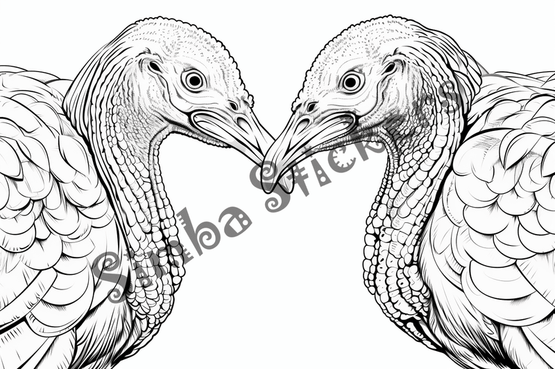 Colouring pages, bundle of turkeys in love, 25 images