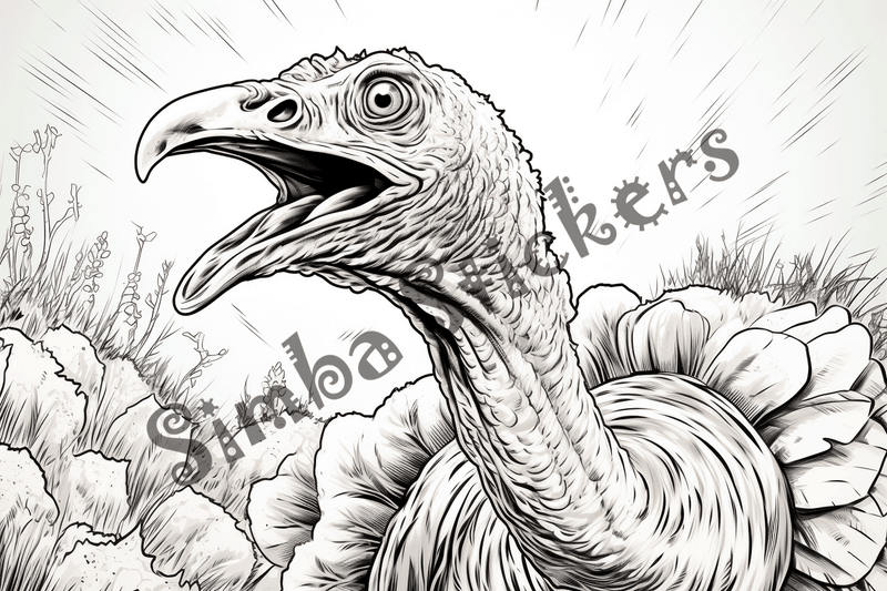 Colouring pages, bundle of turkeys, 50 images