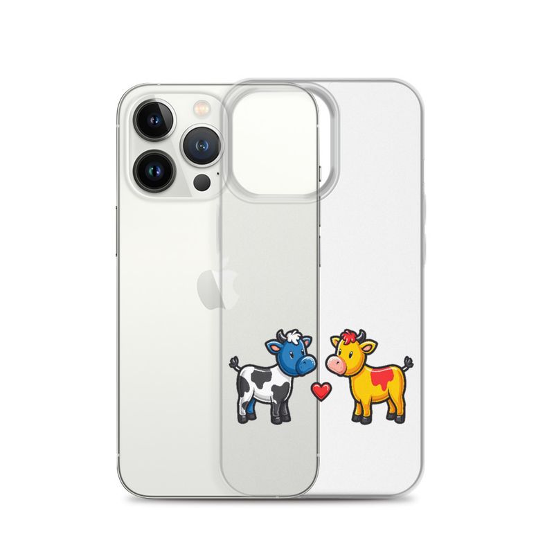 Clear Case for iPhone, Cattle, bull and cow in love, both colourful, zbyzzs