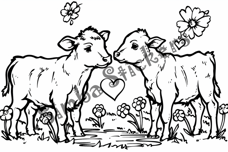 Colouring pages, bundle of cattle, 50 images