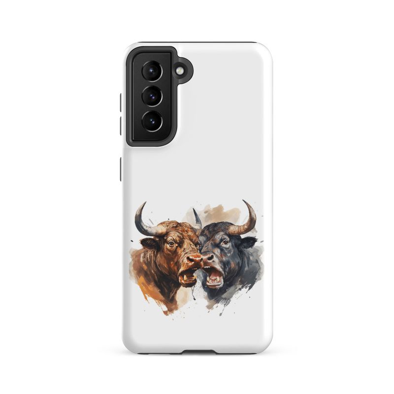 Tough Case for Samsung, Bulls facing up to each other, watercolour, dx5eff