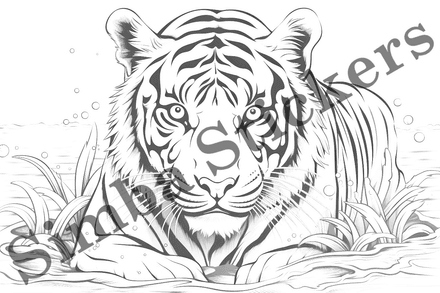 Colouring pages, bundle of tigers, 25 images