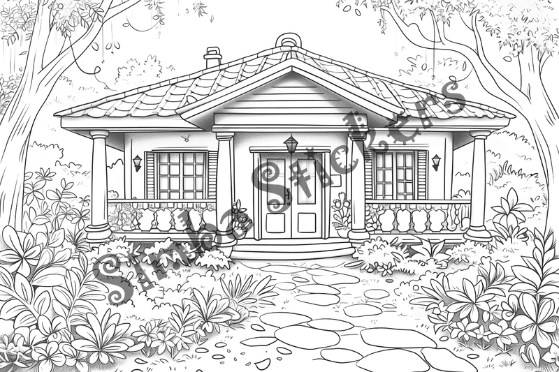 Colouring pages, bundle of houses, 25 images 2