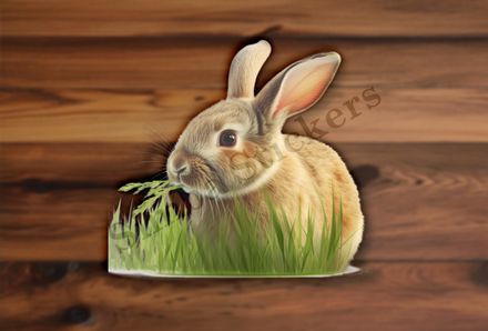 Rabbit munching on grass