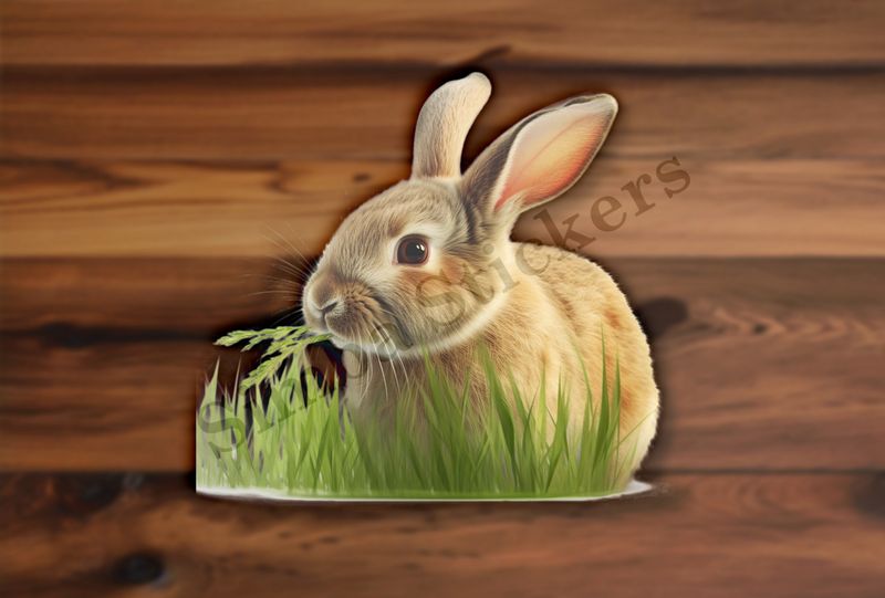 Rabbit munching on grass