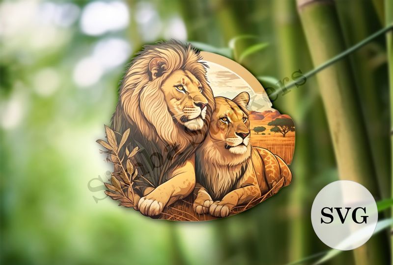 Male lion with lioness